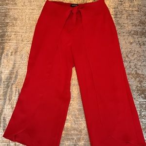 Express Bright Red Cropped Tulip Pants